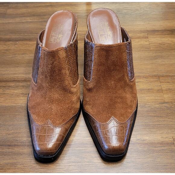 Vintage Coach & Four Brown Leather Suede Mules Women’s 7.5 EUC - Picture 2 of 9